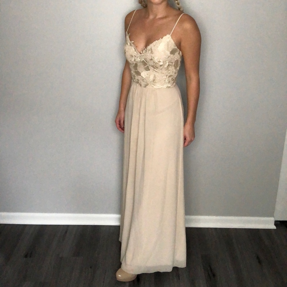 Bridesmaid Dress Cream Almond Tan Long Lace